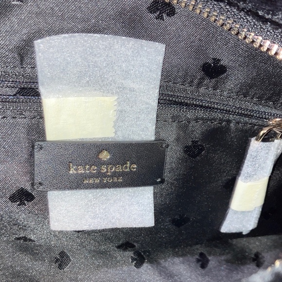 Kate Spade NWOT Black Crushed Velvet Shoulder Bag with satin Bow shoulder strap - Picture 13 of 16